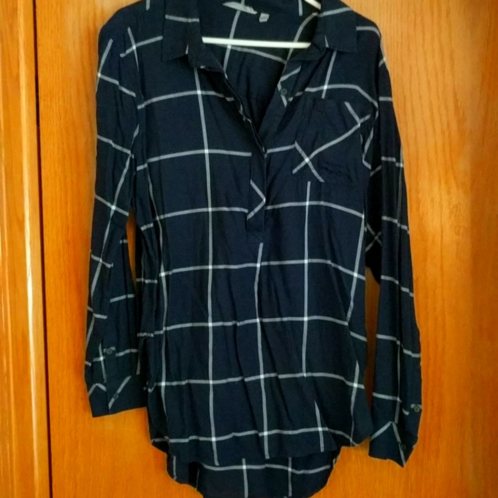Navy plaid tunic top